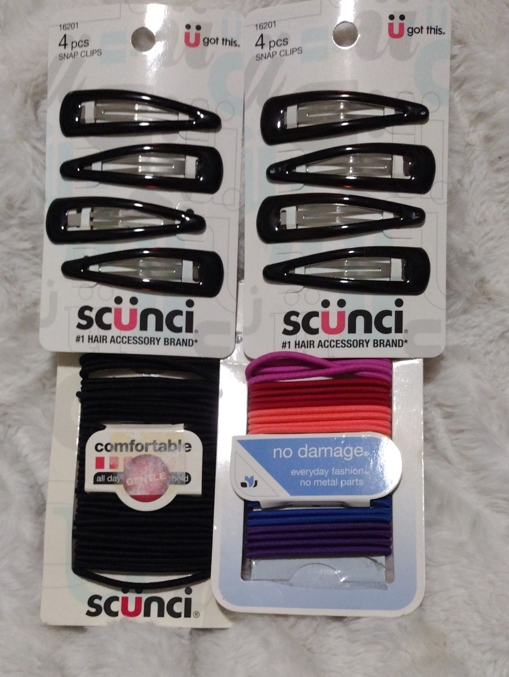 Assorted Hair Elastics Pack And Hair Clips Bundle